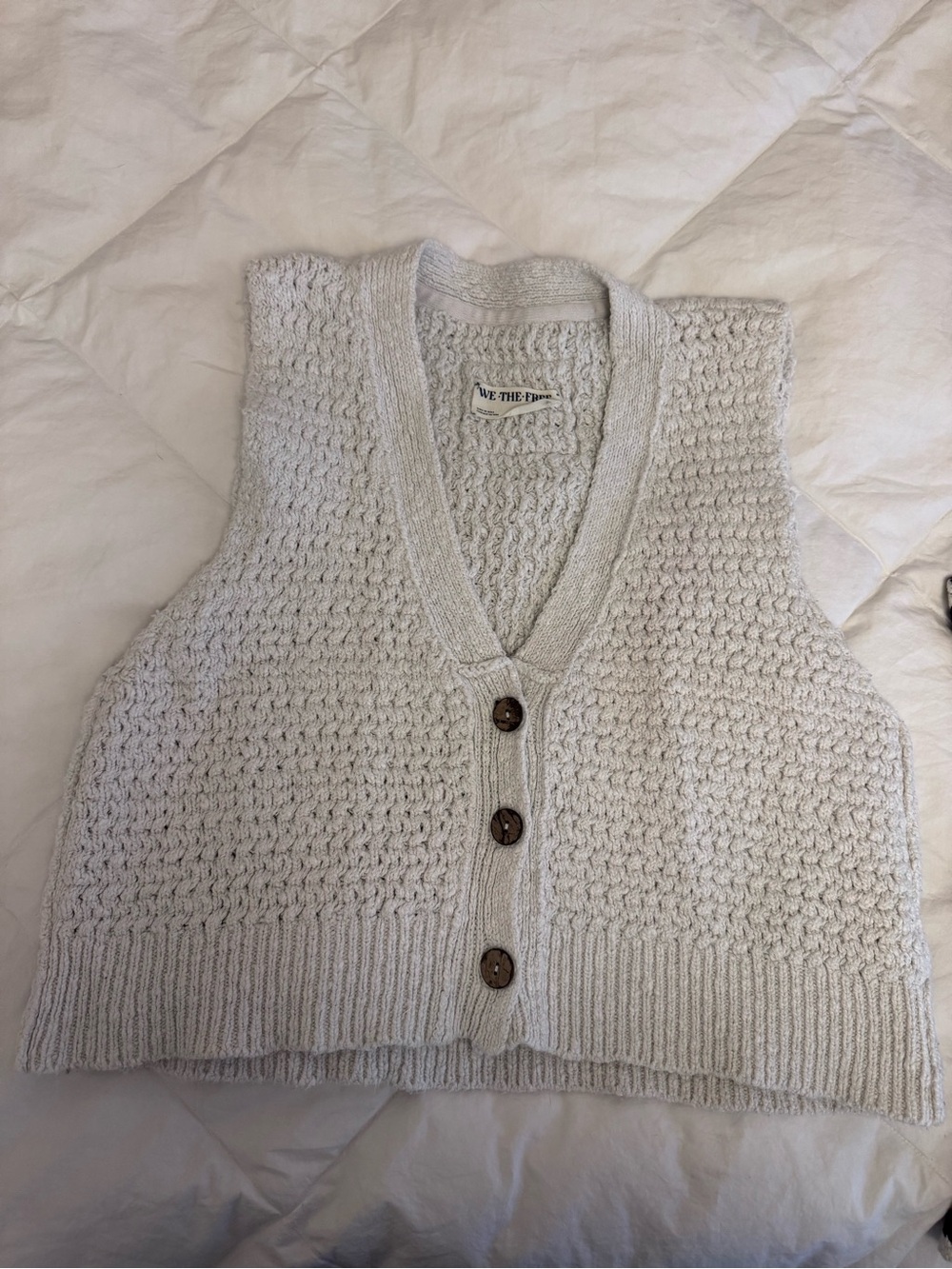 Free People Cotton Button-Front Knit Vest